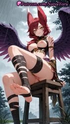 1girls 2025 ai ai_assisted ai_generated animal_ears anime anime_style breasts feet female foot_fetish gloves hair_over_shoulder hentai hi_res high_quality high_resolution highres league_of_legends league_of_legends:_wild_rift legs long_hair looking_at_viewer natsuyoru nipples non-asian outdoors patreon pov_feet purple_wings pussy rain red_hair riot_games sitting smile soles solo stable_diffusion stirrup_legwear toeless_legwear toenails toes uncensored vagina voluptuous voluptuous_female wet wings xayah yellow_eyes