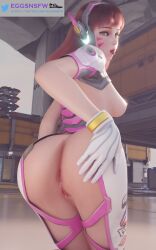 3d anus ass blizzard_entertainment breasts breasts_out brown_eyes butt_crack d.va eggsnsfw female half_naked hana_song long_hair looking_at_viewer overwatch presenting_anus presenting_hindquarters presenting_pussy pussy spread_anus spread_butt vagina