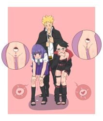 1boy 2girls after_sex after_threesome after_vaginal artist_request black_body blonde_male blush blushing boruto:_two_blue_vortex boruto_sex breeding clothed cum cum_in_pussy cum_in_uterus cum_inside dressing exhausted exhausted_female eyes_closed female glasses height_difference impregnation kakei_sumire light-skinned_female light-skinned_male light_skin long_hair male multiple_impregnation naruto naruto_(series) pubic_hair purple_hair sarada_uchiha scar_across_eye short_hair shounen_jump soulasse sweating teenage_boy teenager teenager_girl tired twintails uzumaki_boruto weekly_shonen_jump x-ray young