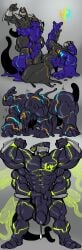 anthro balls big_balls big_penis cock dick engis_(trencalos) flexing furry gay goo_creature homosexual hugging male male/male male_only merging metal muscles muscular muscular_male penis robot sequence shark slime testicles trencalos