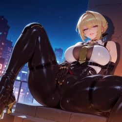 1girls ai_generated ass balecxi bangs bare_shoulders black_footwear black_gloves black_legwear blonde_hair blush boots braid breasts building cameltoe choker city cityscape clothing curvaceous curvaceous_female curvaceous_figure curvy curvy_figure elbow_gloves evelyn_chevalier female female female_focus female_only footwear gloves gym gym_clothes gym_uniform hair_ornament high_heel_boots high_heels hoyoverse indoors inviting inviting_to_sex jewelry large_breasts leaning_back legwear lips looking_at_viewer mihoyo necktie night night_sky outdoors parted_lips presenting presenting_ass presenting_breasts presenting_hindquarters presenting_pussy presenting_self purple_eyes seductive seductive_look seductive_smile shirt shoes short_hair sitting sky smile solo spread_legs star_(sky) starry_sky thick_thighs thigh_boots thigh_strap thighs voluptuous voluptuous_female zenless_zone_zero