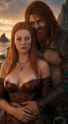 ai_generated cheating cheating_wife faye_(god_of_war) god_of_war god_of_war_laufey god_of_war_ragnarok nipple_slip nipples teasing teasing_viewer thor_(god_of_war) top_pulled_down