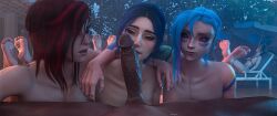 1boy 3d 3d_(artwork) 3d_model 4girls akali arcane arcane_caitlyn arcane_ekko arcane_jinx arcane_vi bikini bisexual bisexual_female blender blender_(artwork) blender_(software) blender_cycles caitlyn_kiramman cock cock_worship dark-skinned_male dark_skin ekko feet feet_up female fffm_foursome fit fit_female foot_fetish foursome interracial jinx_(league_of_legends) k/da_akali kenjjoo league_of_legends male multiple_girls naked naked_female night pov riot_games self_upload soles soles_female veiny_penis vi wet_penis