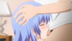 animated blue_hair blush censored closed_eyes clothing fellatio hands_on_head imouto_paradise!_2 mosaic_censoring nanase_ririna oral penis