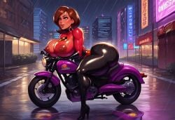 1girls ai_generated ass big_ass big_breasts bimbo breasts brown_hair child_bearing_hips city civitai female fully_clothed helen_parr high_heels huge_breasts light-skinned_female massive_ass mature_female milf motorcycle night nipples_visible_through_clothing outdoors raining riding_motorcycle short_hair solo tagme the_incredibles thick_thighs totallynotafurry789 vehicle voluptuous wet wide_hips