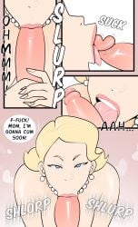 1boy 1girls :=> blonde_female blonde_hair blowjob blowjob_face blue_eyes cock cock_worship dominant_female english_text female incest jopuari jpg licking_penis male male_pov milf mother_and_son older_female penis pov tagme text twitter_link