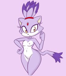 anthro bit-small blaze_the_cat blush breasts clothing feline feline female mammal nipples nude pussy simple_background small_breasts solo sonic_(series) wide_hips