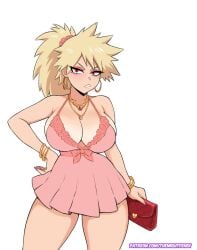 1girls 2d 2d_(artwork) arm_bracelet artist_name bakugou_katsuki big_breasts blonde_female blonde_hair blonde_hair blush blush boku_no_hero_academia breasts breasts cleavage clothed clothes clothing color colored digital_media digital_media_(artwork) dress ear_piercing earrings eyes_open female female_bakugou female_focus female_only feminine genderswap_(mtf) hair_tie hand_on_hip hi_res highres holding_object holding_purse jewelry katsuki_bakugou large_breasts my_hero_academia necklace no_bra no_bra_under_clothes painted_nails patreon patreon_username piercing piercings pink_clothing pink_dress pink_nails ponytail purse red_eyes red_purse request ribbon rule_63 rule_63 shounen_jump solo solo_female solo_focus spiky_hair themightfenek thick_thighs thigh_up thighs white_background