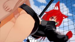 1boy 1girls 3d anal anal_sex animated ass dante_kisaragi enjoying_sex female heterochromia looking_back male netsuki penis penis_in_ass red_hair robotic_arm sex_from_behind virtual_youtuber vtuber