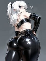1girls ai_generated belly_button big_ass big_butt blue_eyes bubble_ass bubble_butt camel_toe cameltoe commission dungeons_and_dragons imminent_sex latex latex_armwear latex_clothing latex_legwear latex_pants latex_tubetop leather leather_clothing leather_pants lily_buns looking_at_viewer looking_back mage oatmealdood oblivion oc original pale-skinned_female shiny_clothes shortstack skin_tight skyrim small_breasts solo_female submissive submissive_female suggestive_look the_elder_scrolls thick_ass thick_butt thick_thighs tube_top tubetop twintails white_hair