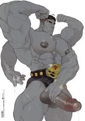 abs balls bara biceps big_balls big_penis erection gijinka machamp male male_nipples male_only manly muscular muscular_male nintendo nipples nude pecs penis pokemon precum precum_drip ten_g89