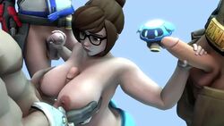 1girls 3boys 3d animated areolae ass batesz big_ass breasts chubby curvy erection eyewear female foursome glasses handjob hanzo jesse_mccree large_breasts light-skinned_female light-skinned_male male mei_(overwatch) nipples no_sound overwatch paizuri penis shorter_than_30_seconds shorter_than_one_minute snowball_(overwatch) soldier_76 source_filmmaker video