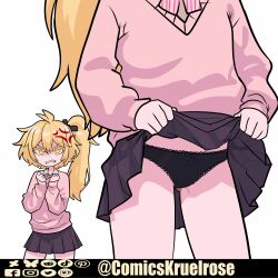 1girls akita_neru blonde_hair comicskruelrose female female_focus female_only flashing flashing_panties light_skin panties school_uniform skirt_lift vocaloid zako_(vocaloid)