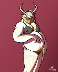 2_horns absurd_res andromorph anthro artemi asgore_dreemurr beard bikini body_hair bovid caprine chest_hair clothing cuntboy embarrassed facial_hair floppy_ears genitals goat hairy hi_res horn humanoid humanoid_genitalia humanoid_pussy ineffective_clothing ineffective_underwear intersex long_ears looking_at_viewer mammal pubes pussy simple_background smile smiling_at_viewer solo swimwear trans_(lore) trans_man_(lore) translucent translucent_clothing translucent_underwear two-piece_swimsuit undertale_(series) underwear