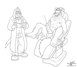 anthro balls bow_tie canine chair clothing cum drooling erection eyewear feet floppy_ears glasses hunter_(road_rovers) hybrid_penis hypnosis knot lab_coat machine male male_only mammal mask mind_control muscular nipples nude open_mouth penis professor_hubert road_rovers saliva spread_legs spreading wolfblade