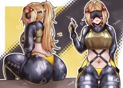 1girls ass big_ass blonde_hair bubble_butt bullet dat_ass fat_ass female female_only huge_ass large_ass looking_at_viewer looking_back mashiaka png sitting solo thick_ass thick_thighs trigger_(zenless_zone_zero) visor wide_hips zenless_zone_zero