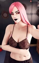 3d 3d_(artwork) big_breasts bra breasts darkbahamuth fortnite haze_(fortnite) lingerie pinup selfie