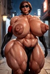 1girls abs ai_generated anmbition areolae ass breasts disney elastigirl female helen_parr huge large legs muscular nipples pixar the_incredibles thick thighs toned