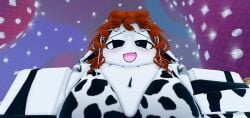 3d cow_girl cow_print cowbell roblox roblox_avatar roblox_game robloxian shy_smile staring_at_viewer