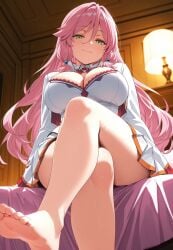 ai_generated big_breasts big_thighs feet flare_arlgrande_jioral goddess green_eyes kaifuku_jutsushi_no_yarinaoshi pink_hair pixiv princess redo_of_healer smirk