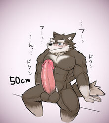 2015 abs anthro biceps big_penis canine fur huge_cock male male_only mammal muscular muscular_male nipples nude pecs penis tsukigata_rossi wolf