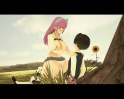 3d_animation animated aubrey_(omori) big_breast female looking male male/female mouth omori omori_(game) open penetrating penetration pleasured smile sunburn_(omori) sunny_(omori)