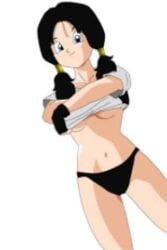 2020 2020s 2025 black_hair black_panties blue_eyes breasts breasts dragon_ball dragon_ball_super dragon_ball_z facebook half_naked meta taking_shirt_off videl