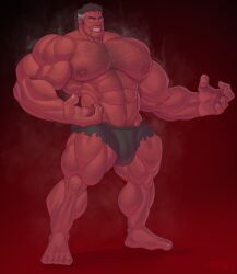 balls bara big_balls big_muscles big_penis bulge chest_hair flaccid gab_art male male_only marvel marvel_comics muscles muscular musk penis red_body red_hulk red_skin solo solo_male thunderbolt_ross