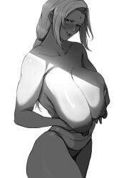 1girls areolae breasts female female_only huge_breasts mature mature_female mature_woman milf monochrome naruto naruto_(series) nipples original solo solo_female toshi21888046 tsunade white_background