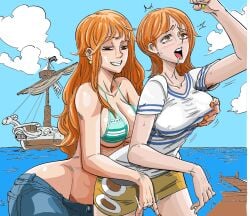 bb_(baalbuddy) clone clonecest clothing color colored female female_only fingering ginger nami nami_(one_piece) one_piece red_hair tagme tkoharley yuri