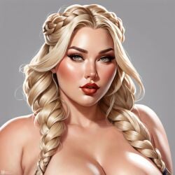 ai ai_generated beautiful big_lips blonde_hair braid braided_hair bust character_art huge_breasts nordic northern_european portrait white_skin