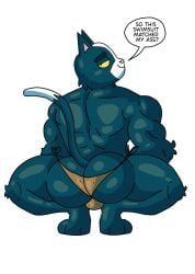 2021 absurd_res alien anthro avocato back_muscles balls_deep bara barazoku big_ass big_butt blue_body blue_fur broly_culo bubble_butt bulge crouching daddy dialogue digital_drawing_(artwork) digital_media_(artwork) dilf domestic_cat felid feline final_space fur furry furryonline1 gay looking_at_viewer looking_back muscles muscular_male simple_background swimsuit tail text thong ventrexian white_background