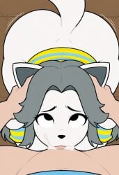 ai_generated anthro cum deepthroat fellatio femsub frisk human human_on_anthro pov submissive_anthro submissive_female temmie temmie_(undertale) undertale undertale_(series)