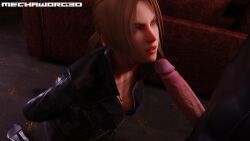 1boy1girl 3d 8k alternate_version_available big_penis blender blonde_hair blue_eyes bodysuit catsuit female_on_knees hands_behind_back hi_res high_heels kneeling kneeling_position leather leather_clothing looking_at_partner looking_up mechaworg3d nina_williams tagme tekken