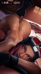 1girls 3d ass ass_up big_ass brown_eyes epic_games female female female_only fortnite fortnite:_battle_royale keisha_cross_(fortnite) ky0rii laying laying_on_bed laying_on_stomach lipstick looking_at_viewer nude nude_female solo solo_female tagme