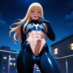 1boy 1futa abs ai_generated balls big_penis blush city dickgirl femboy futa_only futa_sans_pussy futanari gay girly horny ian8766_(artist) imminent_oral light-skinned_futanari marvel marvel_comics muscular muscular_futanari partially_clothed penis pov precum public self_upload she-venom sissy submissive_pov sweat taker_pov teasing testicles venom_(marvel) yaoi