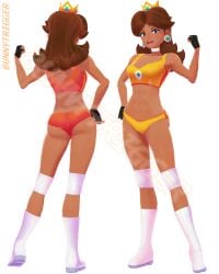 3d announcer ass ass_shake attack blonde_hair blue_eyes blush boots booty_shorts breasts breathing brown_hair cleavage cleavage_cutout clothing earrings evil_grin female female_only gloves green_eyes gym_shorts indoors jiggle knee knee_pads knee_socks kneehighs kneesocks large_breasts leotard long_hair low_blow mario_(series) medium_breasts multiple_girls nail_polish nintendo open_mouth pink_boots princess_daisy running ryona shaking smile socks sports_bra stepped_on stepping_on_back stepping_on_female stomping super_smash_bros. sweat tagme tan-skinned_female tan_body tan_skin thighs triggerbunbun turnbuckle wrestler wrestling wrestling_outfit