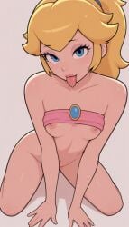 2025 ai_generated blonde_female blonde_hair breasts enchai half_naked looking_at_viewer meta nintendo peach_(super_mario) pink_bra princess princess_peach princesses smile smile_at_viewer super_mario_bros. tongue vagina video_game video_game_character video_game_franchise video_game_princess video_games