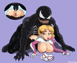 1boy 1girls anal_sex areolae blue_eyes breasts breasts_on_floor breasts_out busty busty_female cum cum_in_ass defeated defeated_heroine doggy_style dominant dominant_male female female_penetrated gwen_stacy gwen_stacy_(spider-verse) male male/female marvel marvel_comics mask muscular muscular_male nipples penis penis_in_ass pussy sex spider-gwen spider-man:_across_the_spider-verse spider-man_(series) superheroine supervillain thighs tits unknowndraw6798 venom_(marvel) yellow_hair