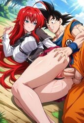 ai_generated ass ass_grab big_cock big_penis cheating cheating_girlfriend cheating_husband dragon_ball dragon_ball_super dragon_ball_z excited excited_for_sex frills goku grabbing grin high_school_dxd lying moaning naughty nice_ass outside rias_gremory sexy skirt smile son_goku spooning squeezing vaginal_penetration