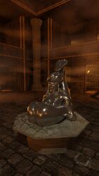 arms_behind_back ass ass_focus ball_gag big_butt captured captured_heroine damsel_in_distress dungeon encasement hiddenrender korra legs_behind_head mineralization the_legend_of_korra