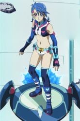 alternate_version_available blue_angel blue_eyes blue_girl blue_hair blush breasts closed_mouth female looking_at_another multicolored_hair navel nipples nude_filter short_hair solo third-party_edit underwear wd_(artist) yu-gi-oh! yu-gi-oh!_vrains zaizen_aoi