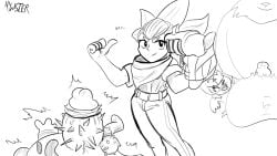 2girls brawl_stars clothed clothed_female female funny imminent_death imminent_suicide minster nita_(brawl_stars) shelly_(brawl_stars) spike_(brawl_stars) spikes_on_penis supercell