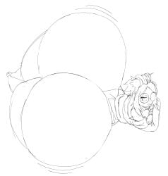 1girls ass bare_ass clothed emma_(x-venture) female female_focus female_only glasses huge_ass hyper hyper_ass laying_down shirt sketch smib tagme terran_defenders tie tied_hair x-venture