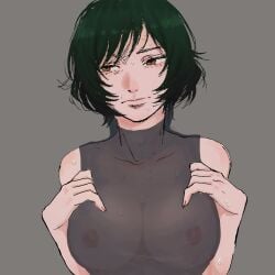 1girl 1girls alternate_version_available areola areolae boobs breasts green-haired_female green_hair jujutsu_kaisen nipples pov tagme x-ray zenin_mai