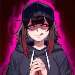 1girl 1girls ai ai_art ai_generated attractive attractive_female black_hoodie brown_hair cap close-up close_up close_up_view closeup closeup_view clothed clothed_female clothing disheveled disheveled_hair excited excited_expression excited_female eyebrows eyelashes female female_focus female_only genlation hair hair_between_eyes hair_ornament hands_together honkai:_star_rail honkai_(series) hoodie hoyoverse light-skinned_female light_skin long_hair long_sleeves looking_at_viewer messy messy_hair mihoyo mole mole_under_eye neet neet_girl neetkle_(genlation) no_visible_genitalia oc original_character red_eyes red_hair seductive seductive_eyes seductive_gaze seductive_look seductive_smile shadow silly silly_face simple_background smile smiley_face smiling smiling_at_viewer smirk solo solo_female solo_focus sparkle_(honkai:_star_rail) tongue tongue_out two-tone_hair unusual_pupils upper_body upper_body_focus upper_body_only upper_body_visible wanting_sex