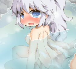 1boy 1girl @_@ after_sex ass blue_eyes blush breasts censored colorjelly completely_nude cum cum_in_pussy from_behind game_asset grabbing_from_behind grey_hair hair_between_eyes hetero large_variant_set long_hair looking_back medium_breasts mosaic_censoring nipples non-web_source nude official_art onsen open_mouth pair_tabi_skinship partially_submerged penis ponytail raised_inner_eyebrows self-datamine sex sex_from_behind sidelocks steam tareme tirena_(pair_tabi_skinship) torso_grab vaginal variant_set visual_novel_cg water wavy_mouth wet
