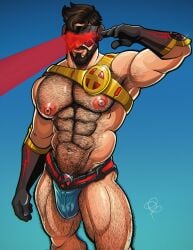 bara cyclops_(marvel_rivals) cyclops_(x-men) gay hairy hairy_armpits hairy_chest hairy_male male male_only marvel marvel_cinematic_universe marvel_rivals muscles muscular_male scott_summers solo solo_male tagme tagme_(artist) yaoi