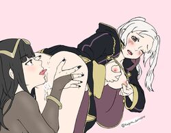 anal ass_lick fire_emblem fire_emblem_awakening nipples onikagura_(artist) robin_(fire_emblem) robin_(fire_emblem)_(female) tharja_(fire_emblem) twintails white_hair yuri