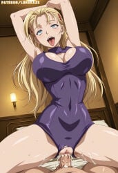 ahegao_face ai_generated big_breasts cowgirl_position enjoying eyes_rolling_back happy_sex history's_strongest_disciple_kenichi miu_furinji neckline on_top tongue_out vaginal_sex